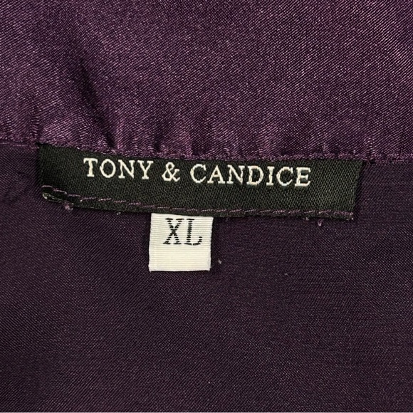 Tony & Candice Womens Satin PJ Set Size XL Long Sleeve Lounge Whimsigoth Purple - Picture 6 of 14